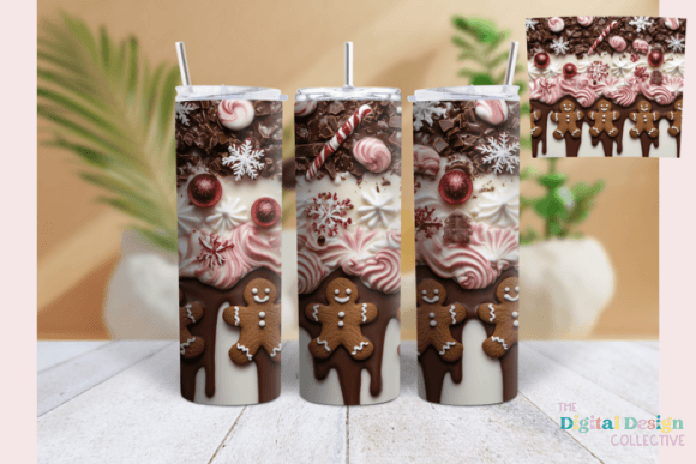 3D Inflated Candy Christmas Tumbler Wrap Bundle