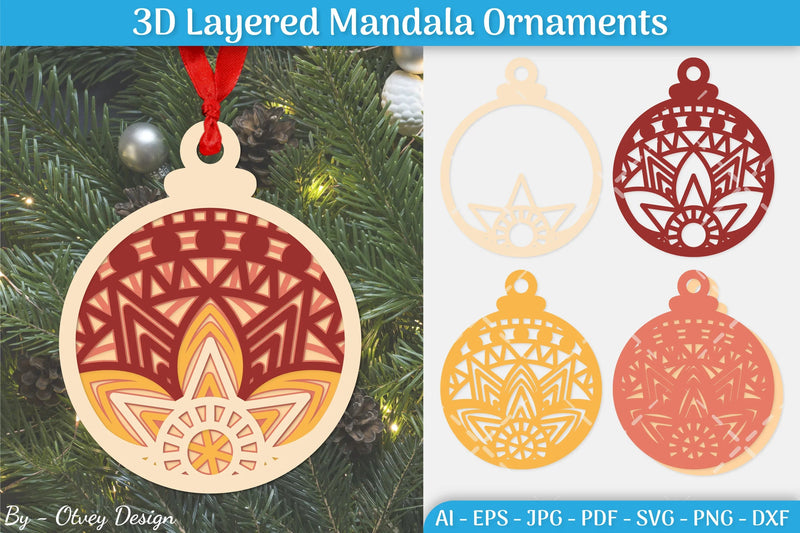 3D Layered Christmas Ornaments SVG Bundle - CraftNest - Digital Crafting and Art