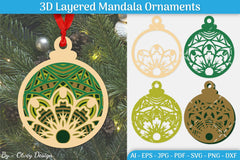 3D Layered Christmas Ornaments SVG Bundle - CraftNest - Digital Crafting and Art