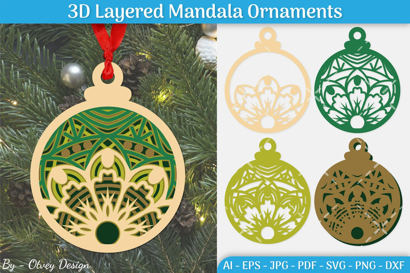 3D Layered Christmas Ornaments SVG Bundle - CraftNest - Digital Crafting and Art