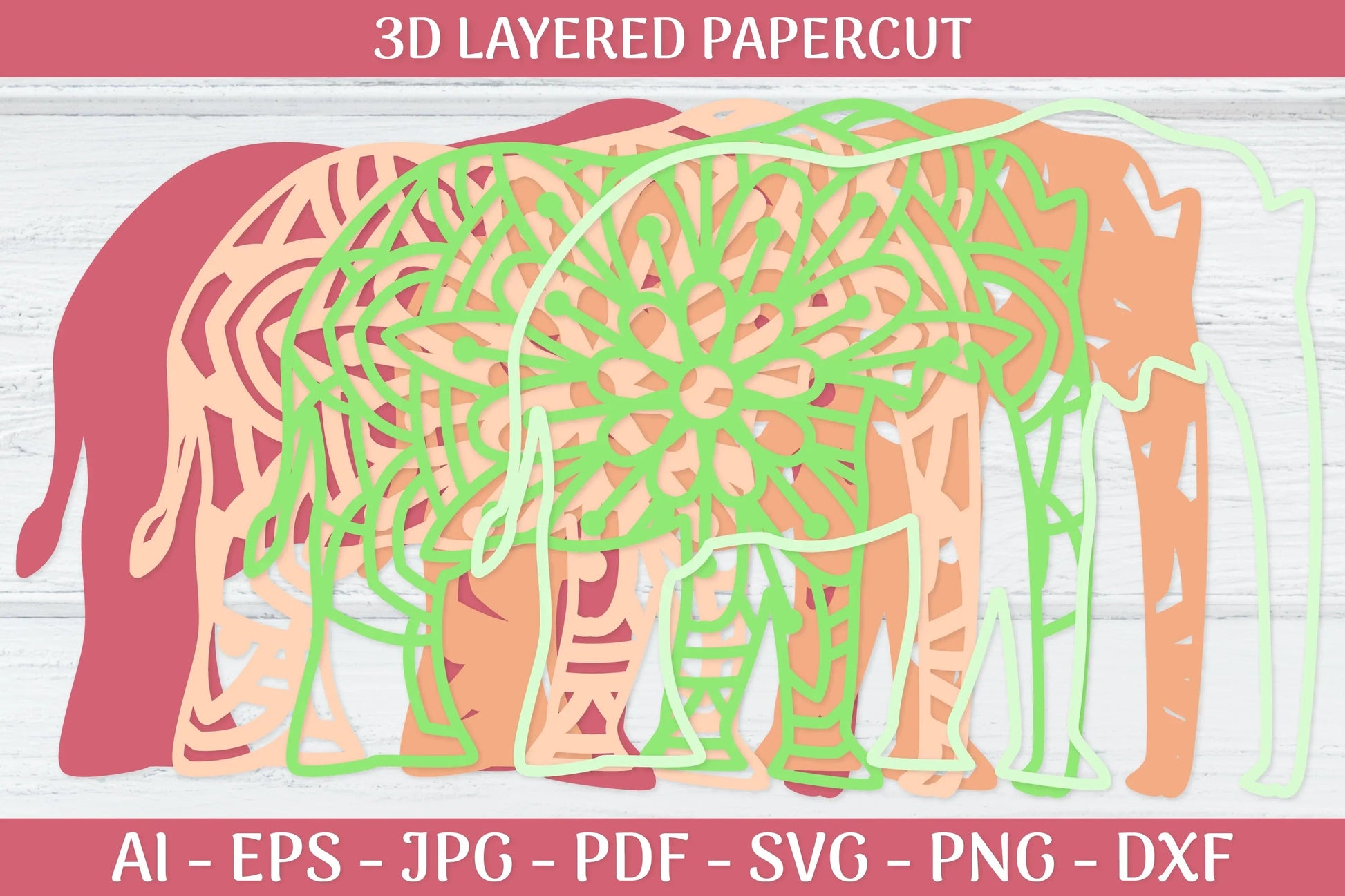 3D Layered Elephant Mandala SVG Bundle - CraftNest - Digital Crafting and Art