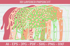 3D Layered Elephant Mandala SVG Bundle - CraftNest - Digital Crafting and Art