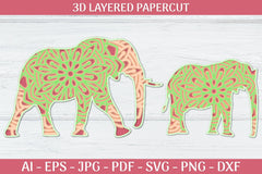 3D Layered Elephant Mandala SVG Bundle - CraftNest - Digital Crafting and Art
