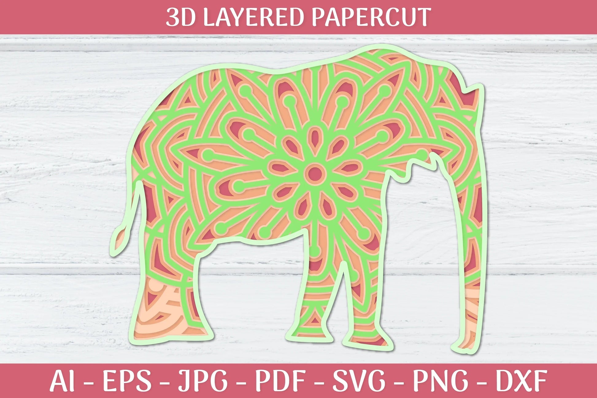 3D Layered Elephant Mandala SVG Bundle - CraftNest - Digital Crafting and Art