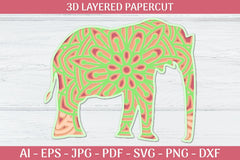 3D Layered Elephant Mandala SVG Bundle - CraftNest - Digital Crafting and Art