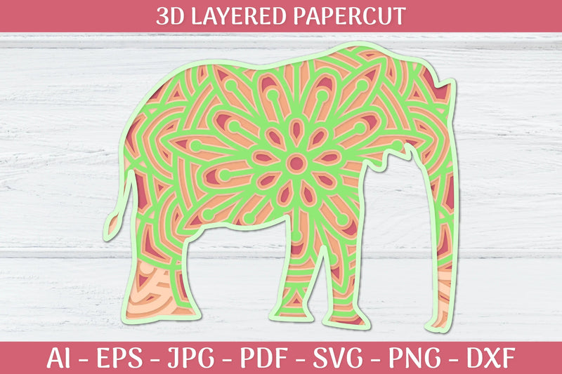 3D Layered Elephant Mandala SVG Bundle - CraftNest - Digital Crafting and Art
