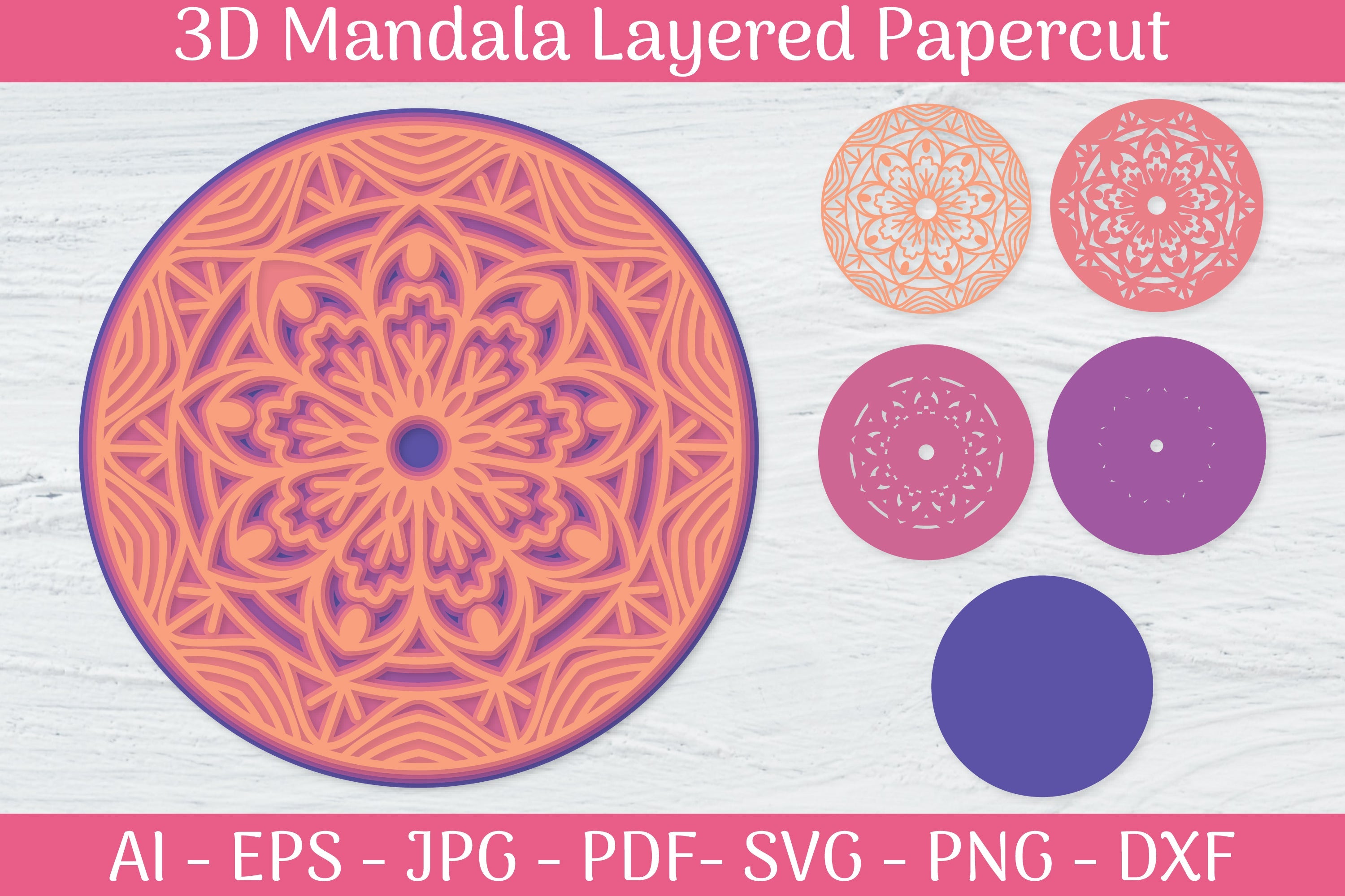 3D Mandala Layered Papercut SVG Bundle 12 - CraftNest - Digital Crafting and Art