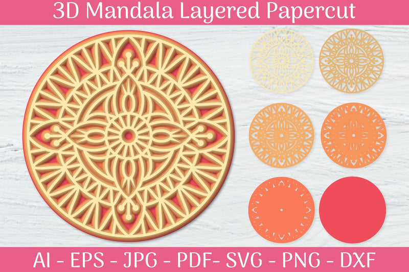 3D Mandala Layered Papercut SVG Bundle 10 - CraftNest - Digital Crafting and Art