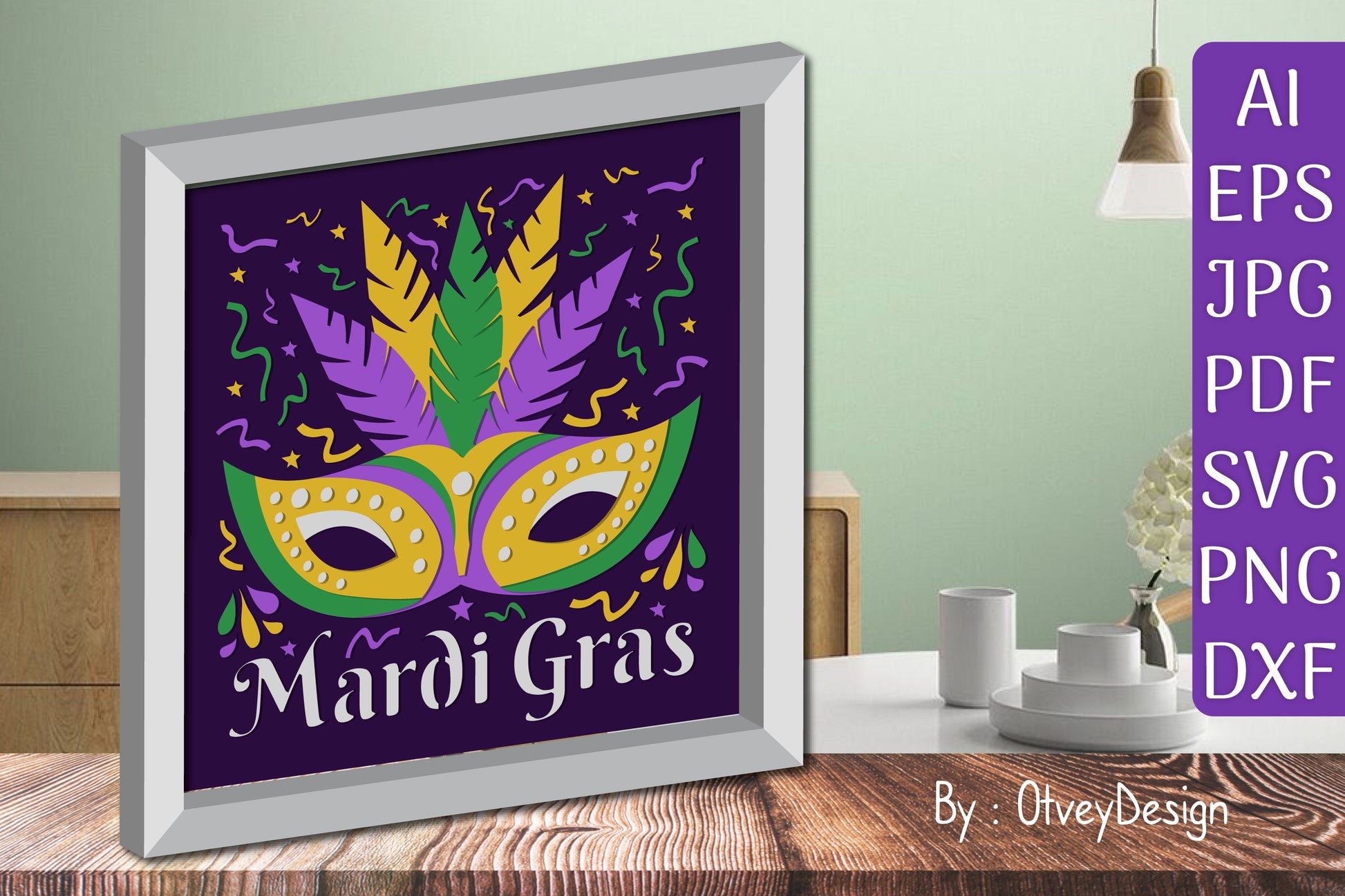 3D Mardi Gras Shadow Box Layered Papercut SVG Bundle 2 - CraftNest - Digital Crafting and Art