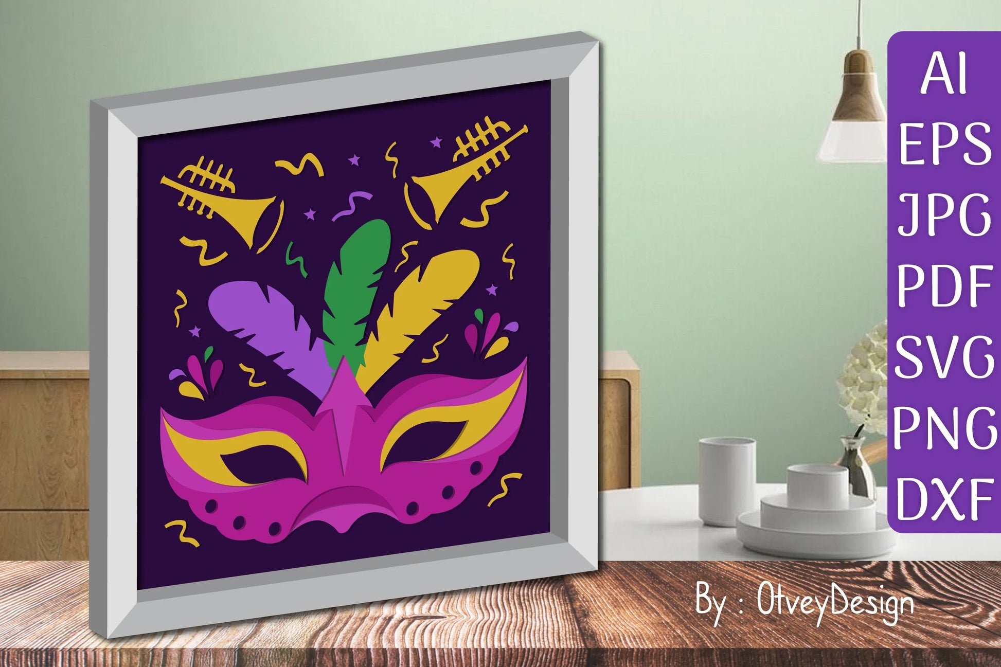 3D Mardi Gras Shadow Box Layered Papercut SVG Bundle 3 - CraftNest - Digital Crafting and Art