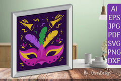 3D Mardi Gras Shadow Box Layered Papercut SVG Bundle 3 - CraftNest - Digital Crafting and Art