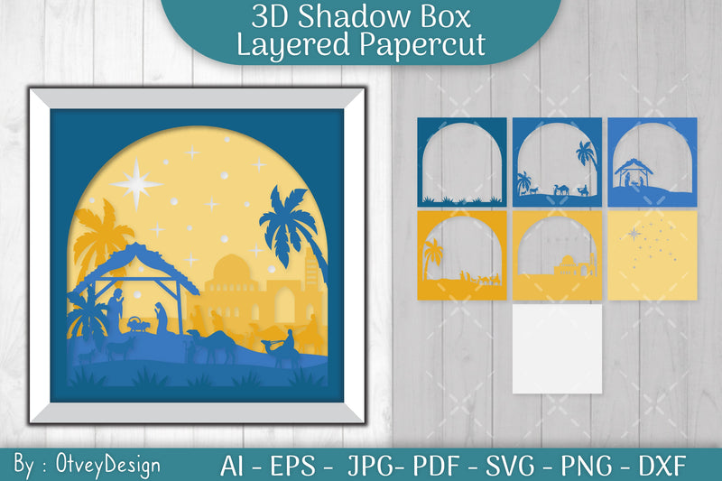 3D Nativity Scene Christmas Layered Papercut SVG Bundle 13 - CraftNest - Digital Crafting and Art
