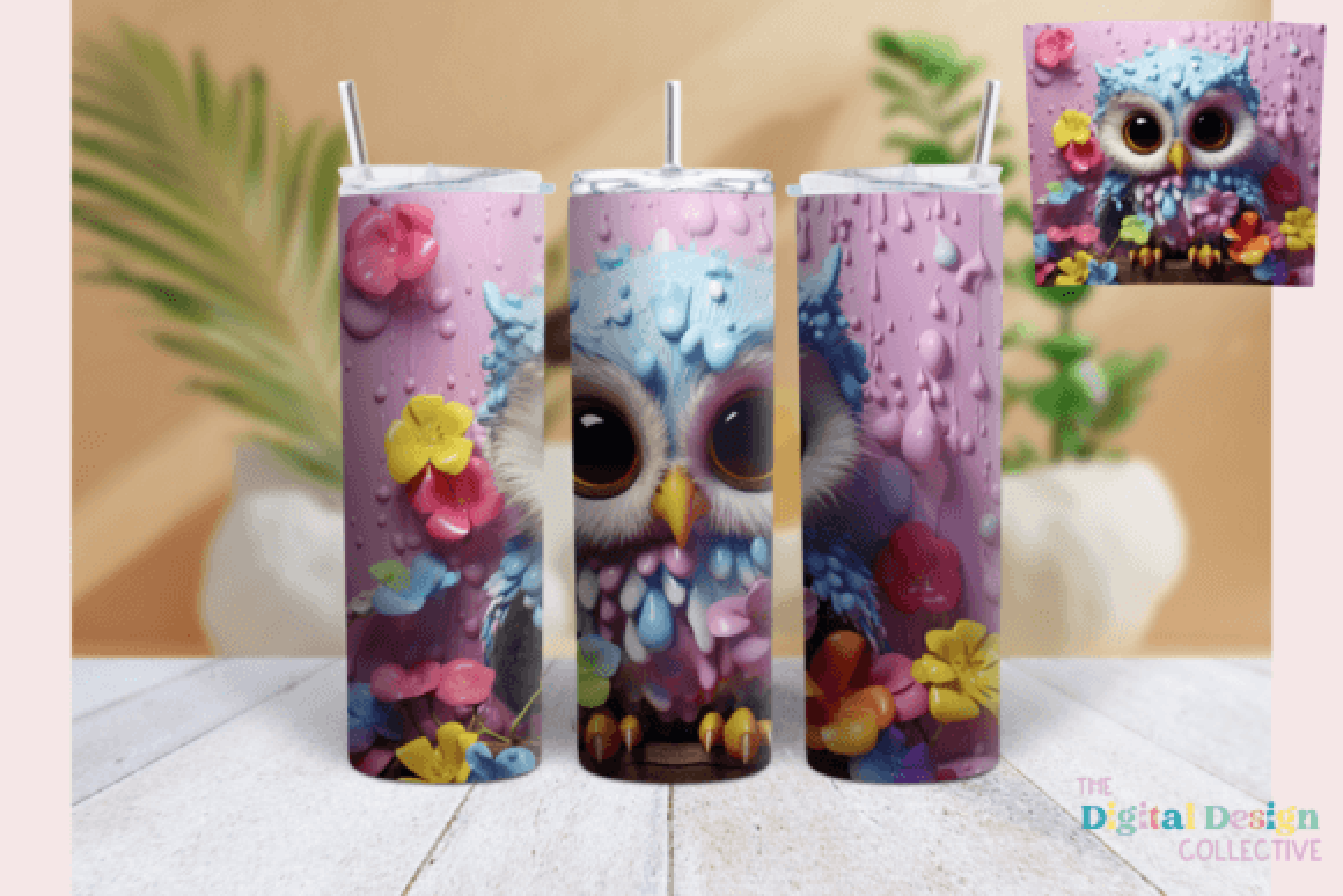 3D Owl Tumbler Wrap Bundle