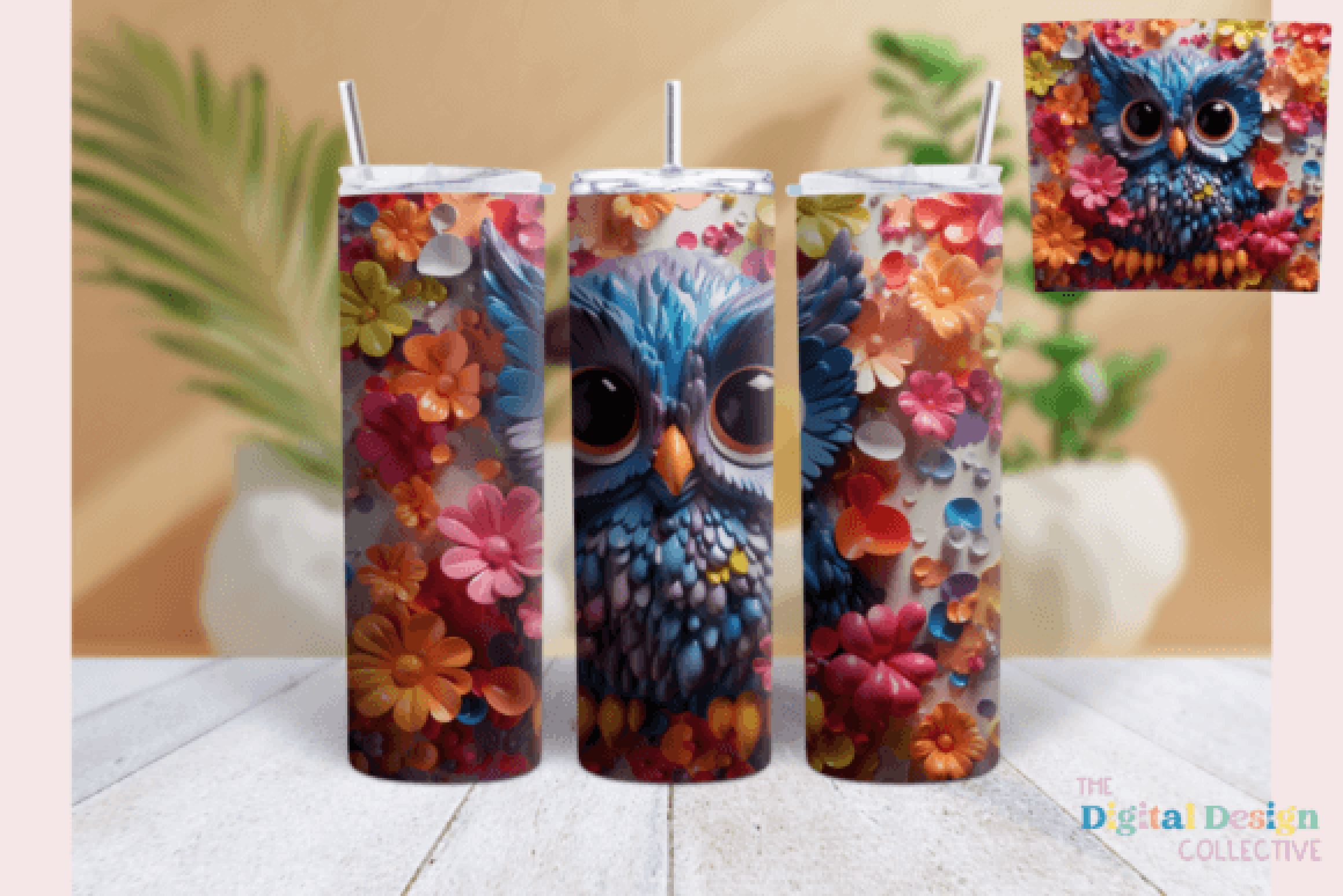 3D Owl Tumbler Wrap Bundle