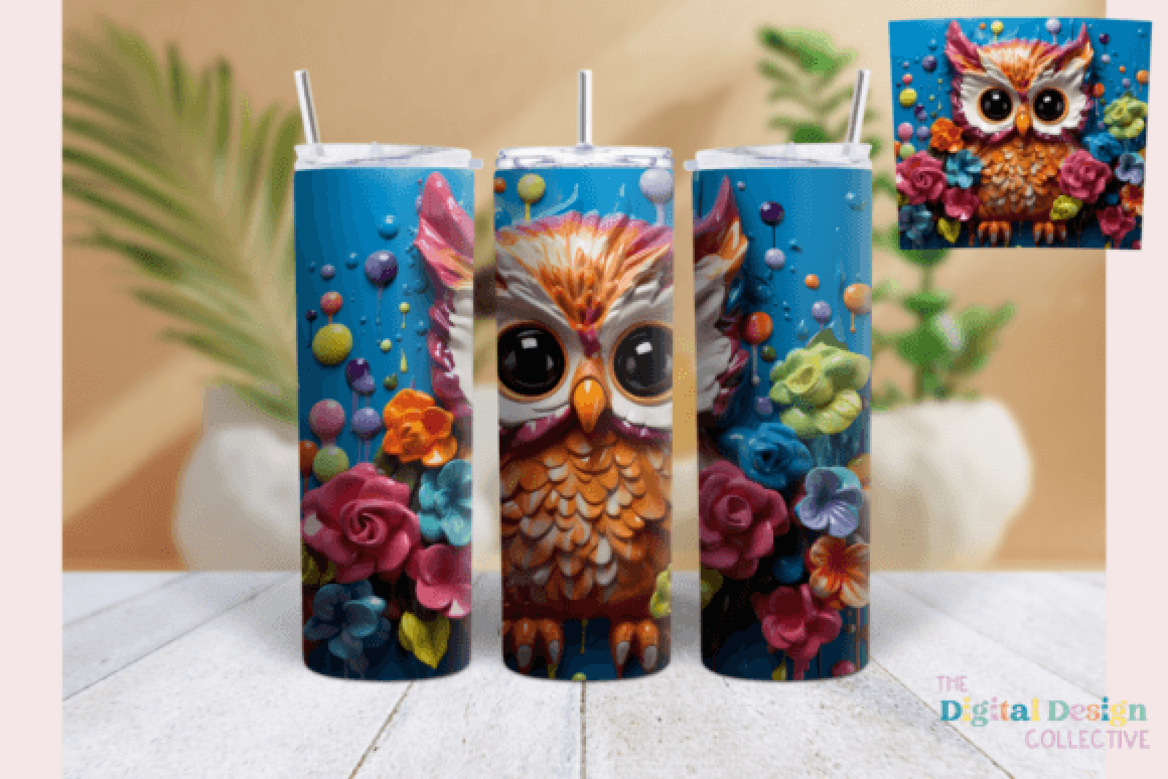 3D Owl Tumbler Wrap Bundle