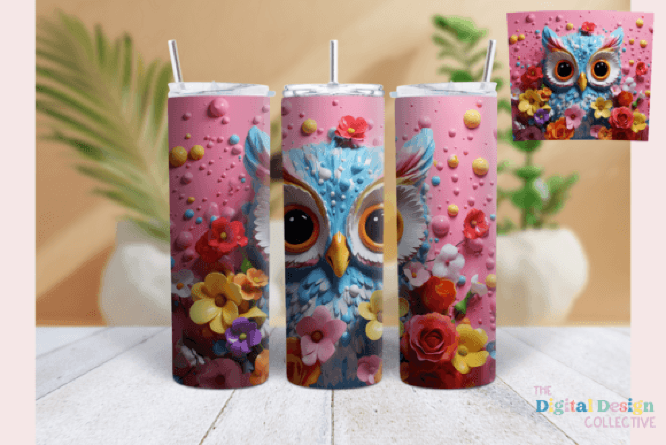 3D Owl Tumbler Wrap Bundle