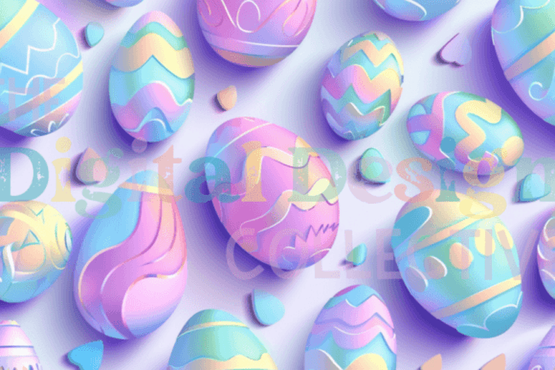 3D Pastel Easter Eggs Seamless Digital Design - CraftNest - Digital Crafting and Art