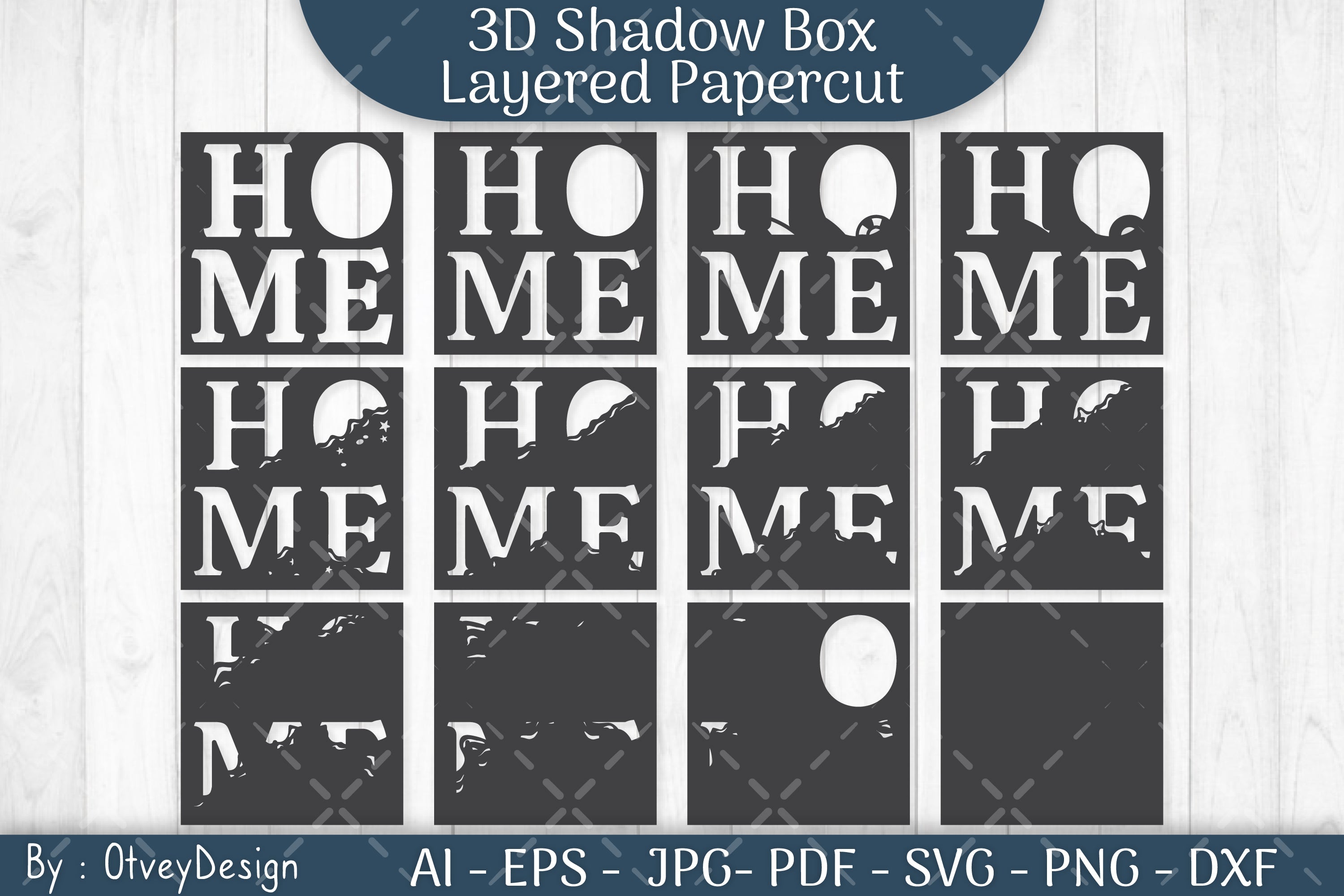 3D Shadowbox Beach Home Layered Papercut SVG Bundle