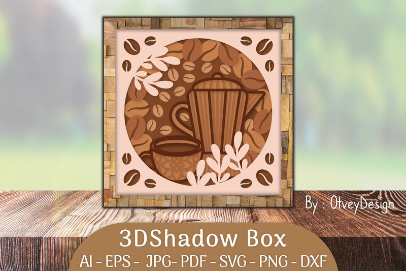 3D Shadow Box Love Coffee Layered SVG Bundle - CraftNest - Digital Crafting and Art