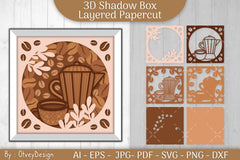 3D Shadow Box Love Coffee Layered SVG Bundle - CraftNest - Digital Crafting and Art