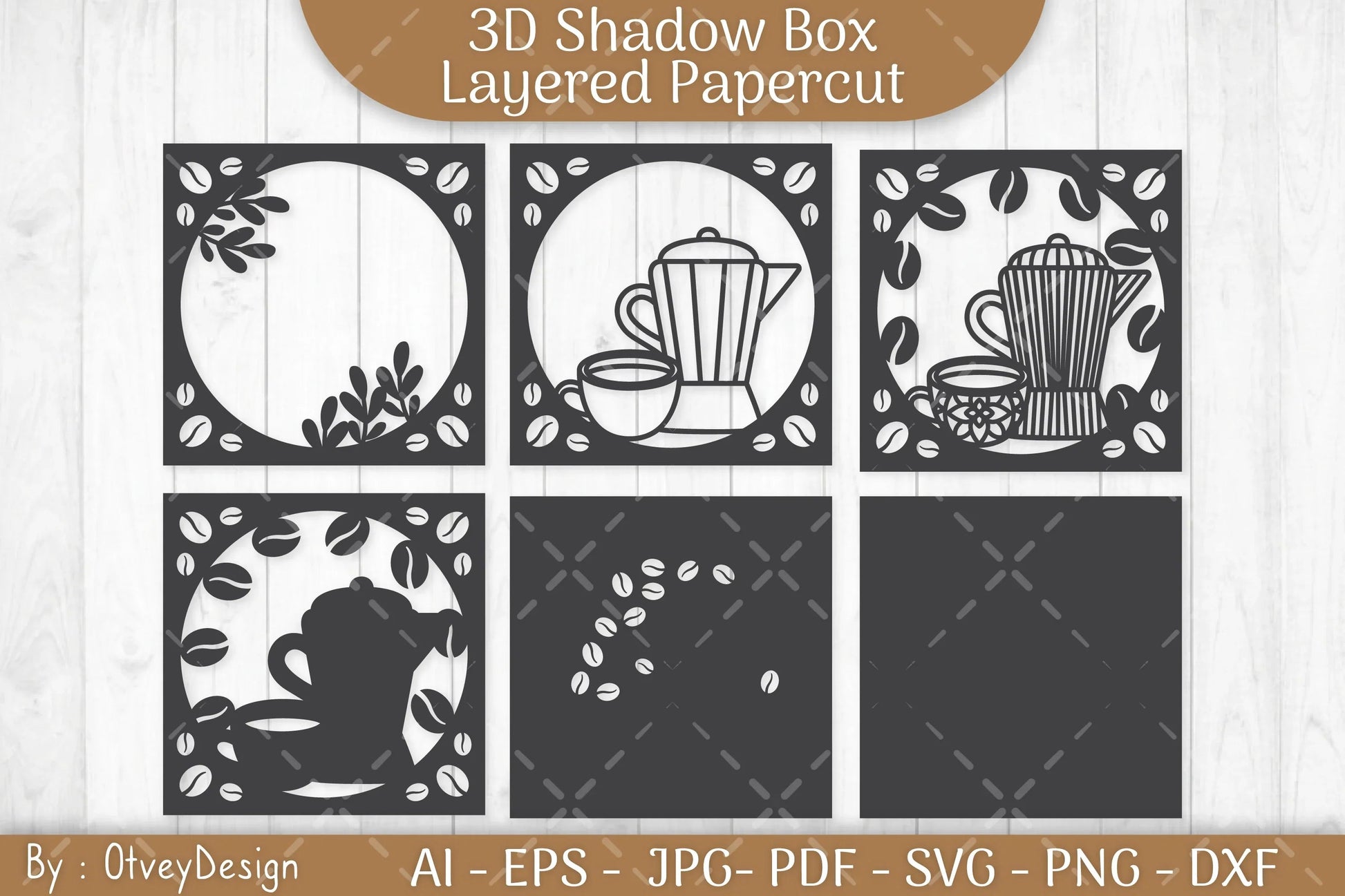 3D Shadow Box Love Coffee Layered SVG Bundle - CraftNest - Digital Crafting and Art