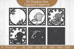 3D Shadow Box Love Coffee Layered SVG Bundle - CraftNest - Digital Crafting and Art
