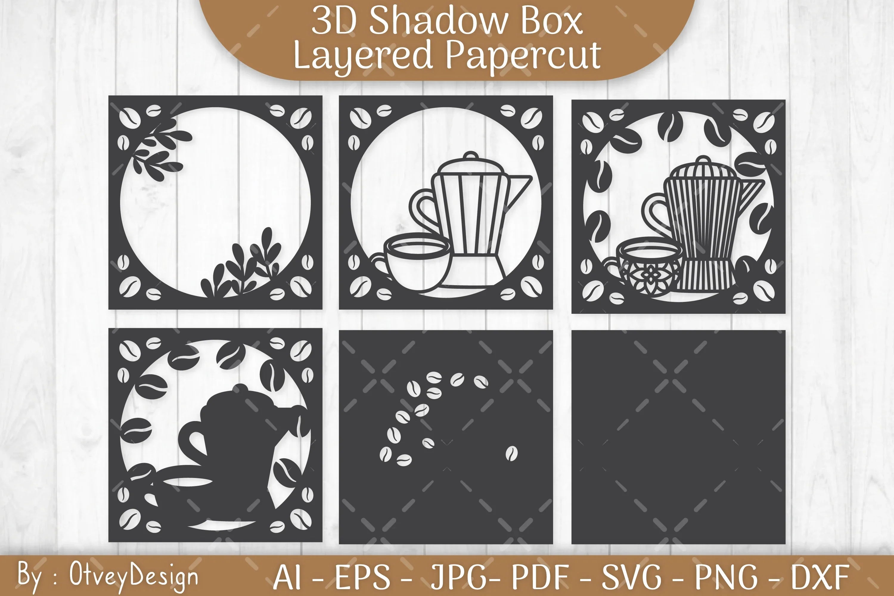 3D Shadow Box Love Coffee Layered SVG Bundle - CraftNest - Digital Crafting and Art