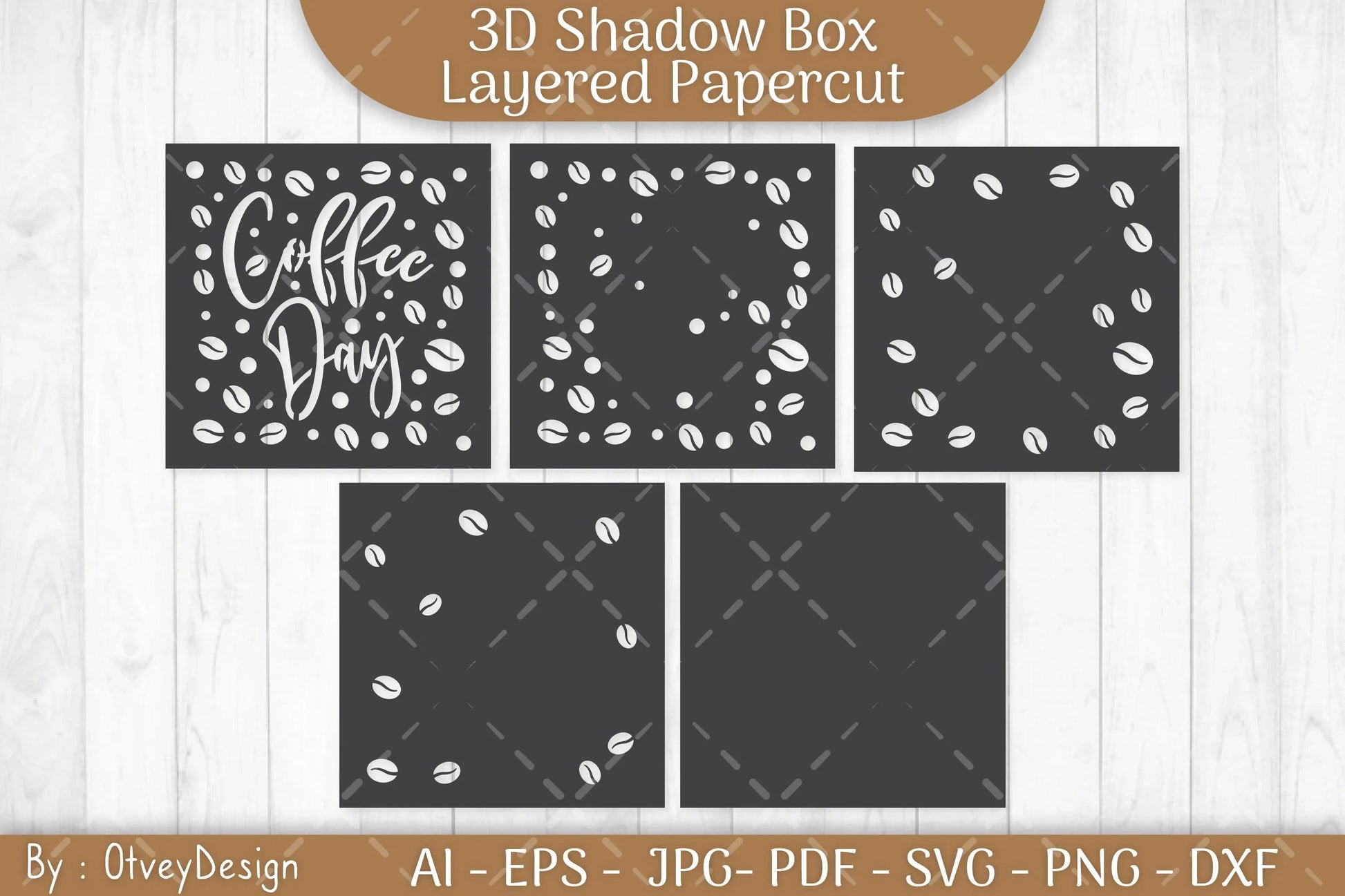 3D Shadow Box Love Coffee Layered SVG Bundle - CraftNest - Digital Crafting and Art