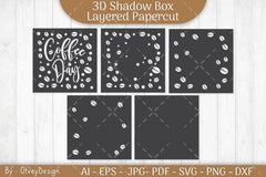 3D Shadow Box Love Coffee Layered SVG Bundle - CraftNest - Digital Crafting and Art