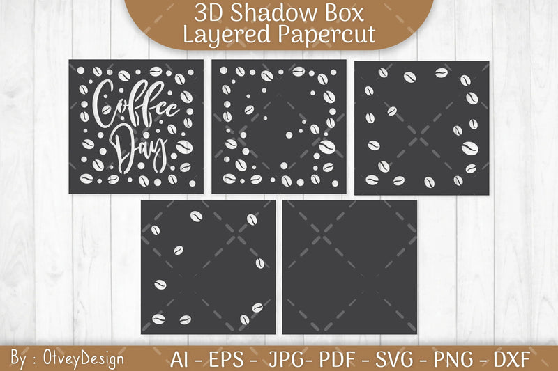 3D Shadow Box Love Coffee Layered SVG Bundle - CraftNest - Digital Crafting and Art