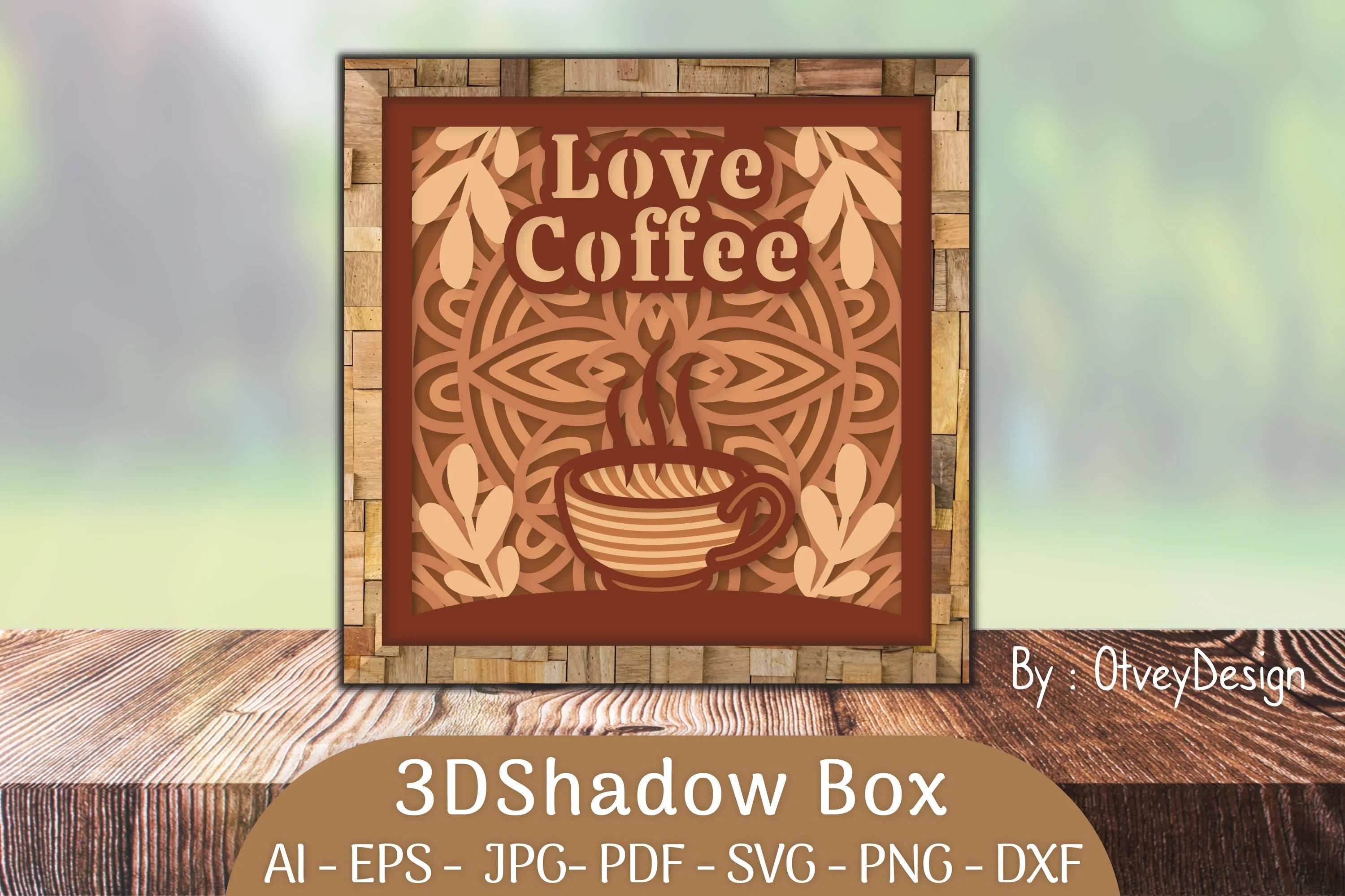 3D Shadow Box Love Coffee Layered SVG Bundle - CraftNest - Digital Crafting and Art