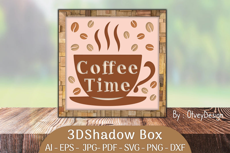 3D Shadow Box Love Coffee Layered SVG Bundle - CraftNest - Digital Crafting and Art