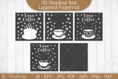 3D Shadow Box Love Coffee Layered SVG Bundle - CraftNest - Digital Crafting and Art