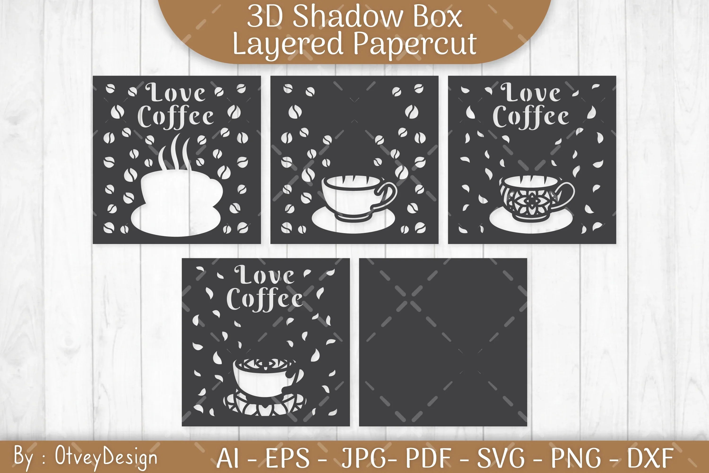 3D Shadow Box Love Coffee Layered SVG Bundle - CraftNest - Digital Crafting and Art