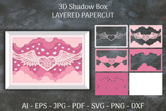 3D Shadow Box Love Angel Wings Layered Papercut SVG Bundle 25 - CraftNest - Digital Crafting and Art
