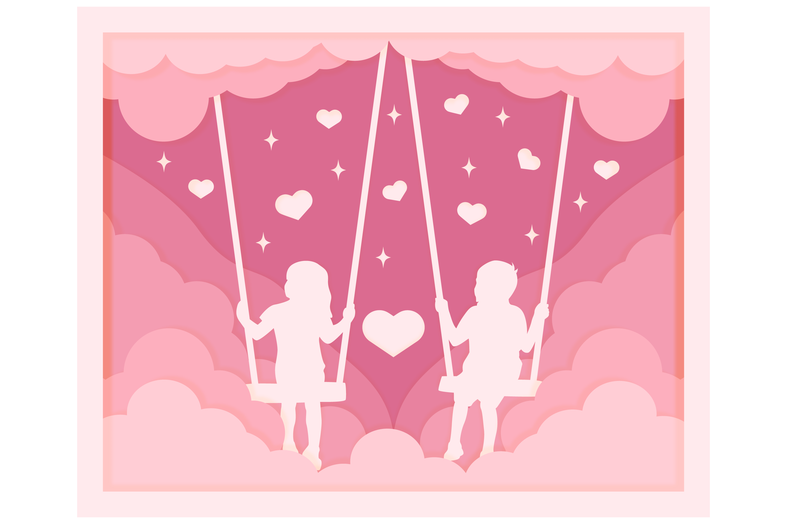 3D Shadow Box Valentine's Layered Papercut SVG Bundle