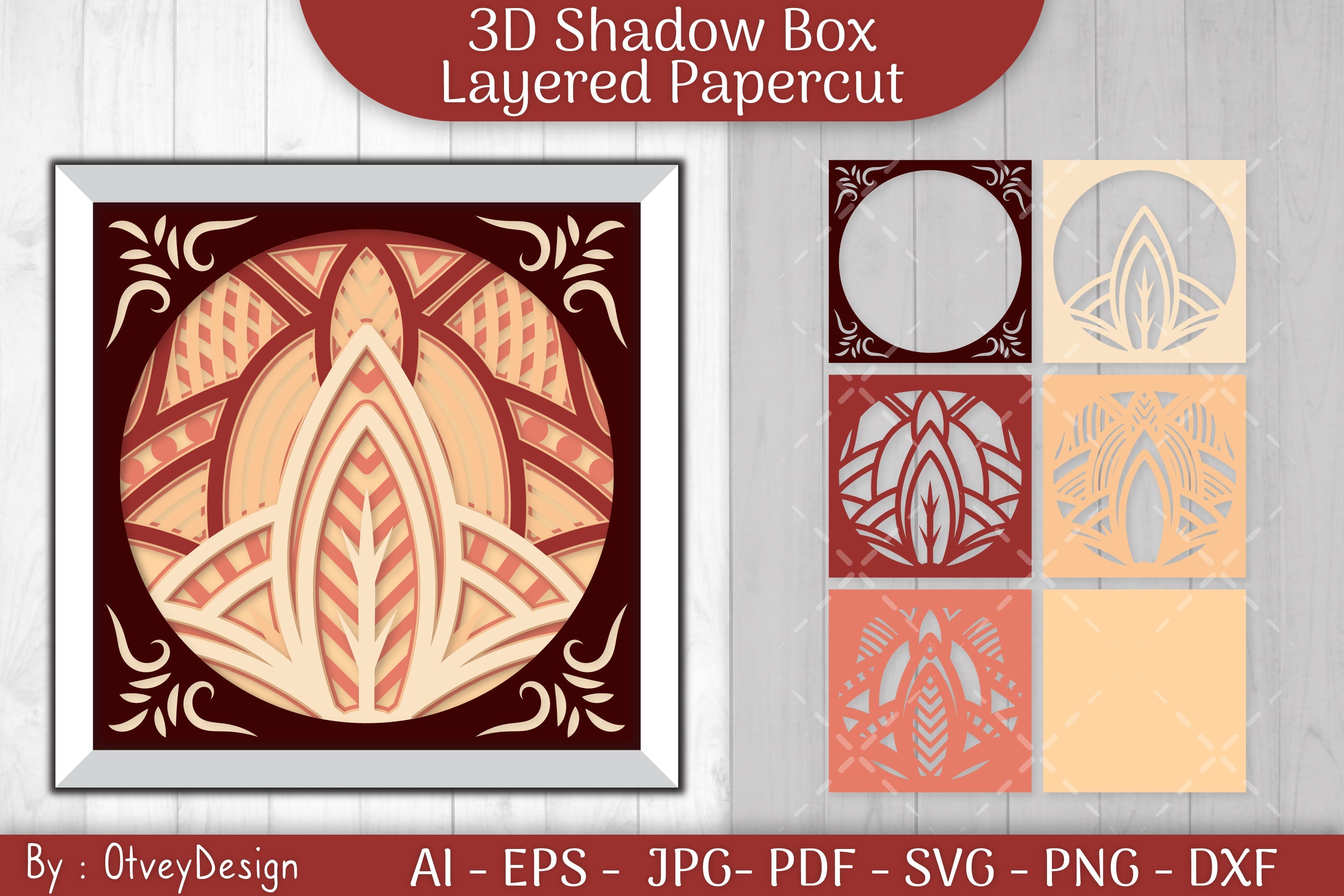 3D Shadow Box Mandala Layered Papercut SVG Bundle