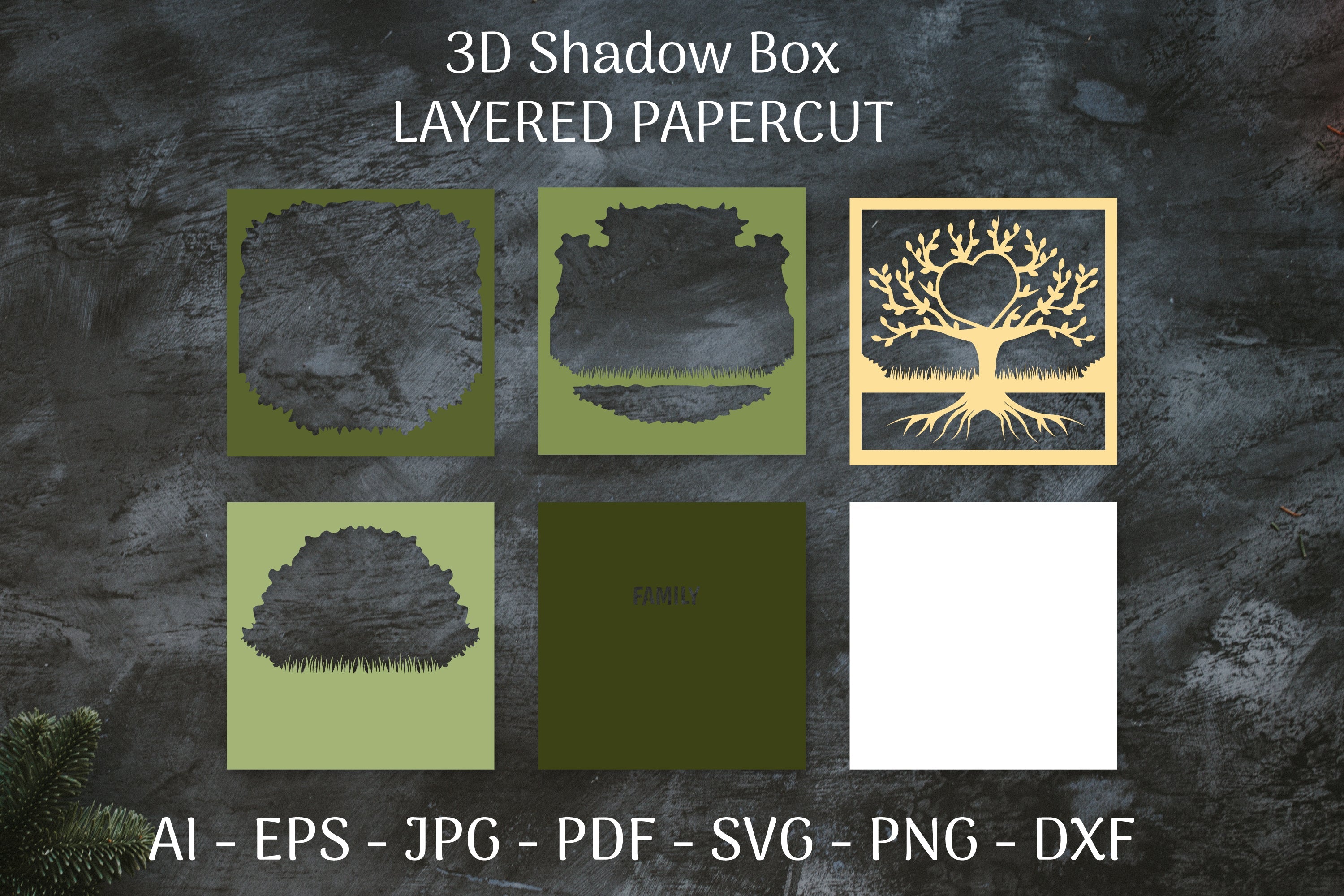3D Shadowbox Family Tree SVG Bundle - CraftNest - Digital Crafting and Art