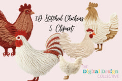3D Stitch Effect Chicken Clipart Bundle - CraftNest - Digital Crafting and Art