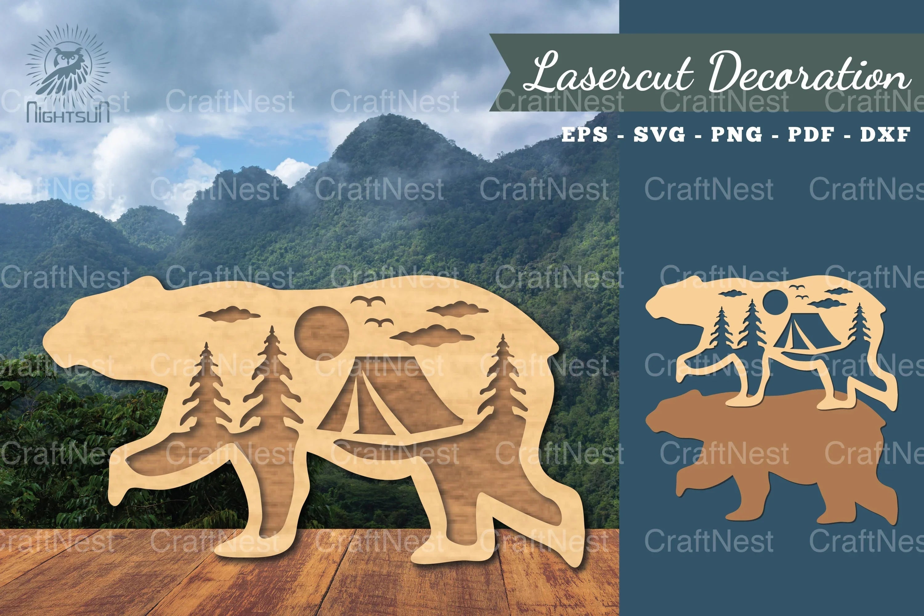 3D Bear Mountain Laser Cut Clipart Bundle - CraftNest - Digital Crafting and Art