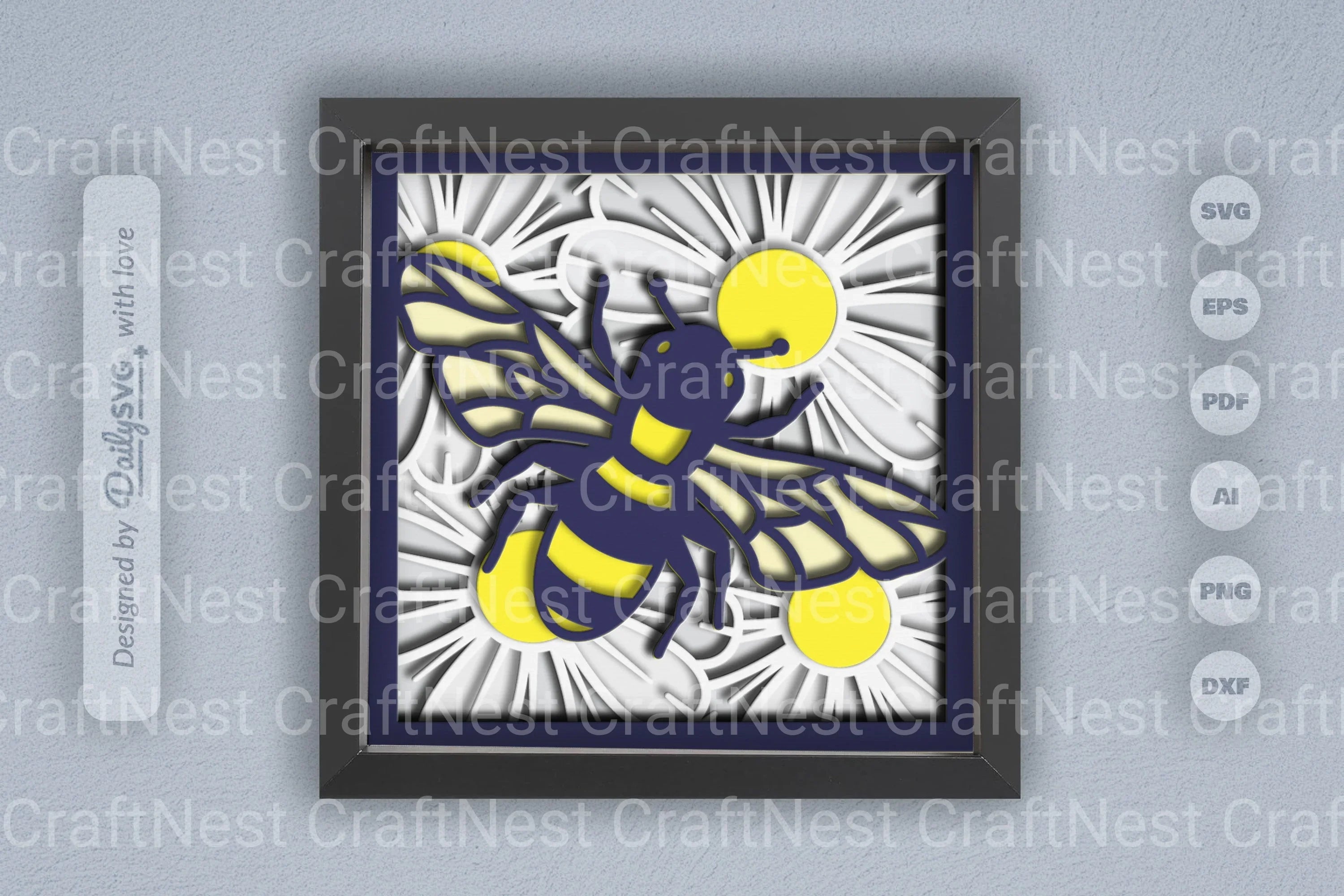 3D Bee and Flower Garden Papercut SVG Bundle