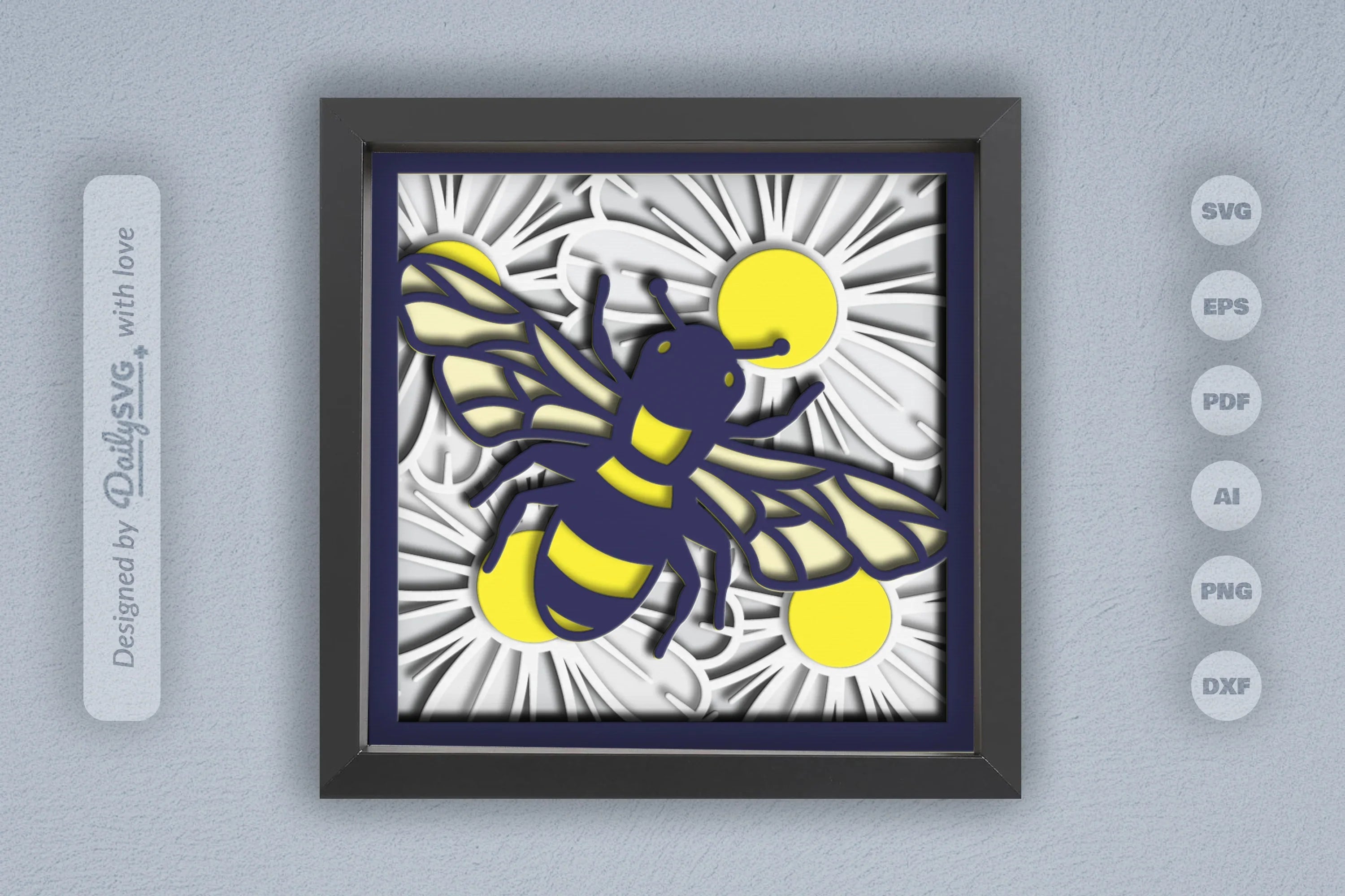 3D Bee and Flower Garden Papercut SVG Bundle - CraftNest - Digital Crafting and Art