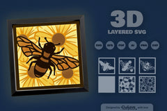 3D Bee and Flower Garden Papercut SVG Bundle - CraftNest - Digital Crafting and Art