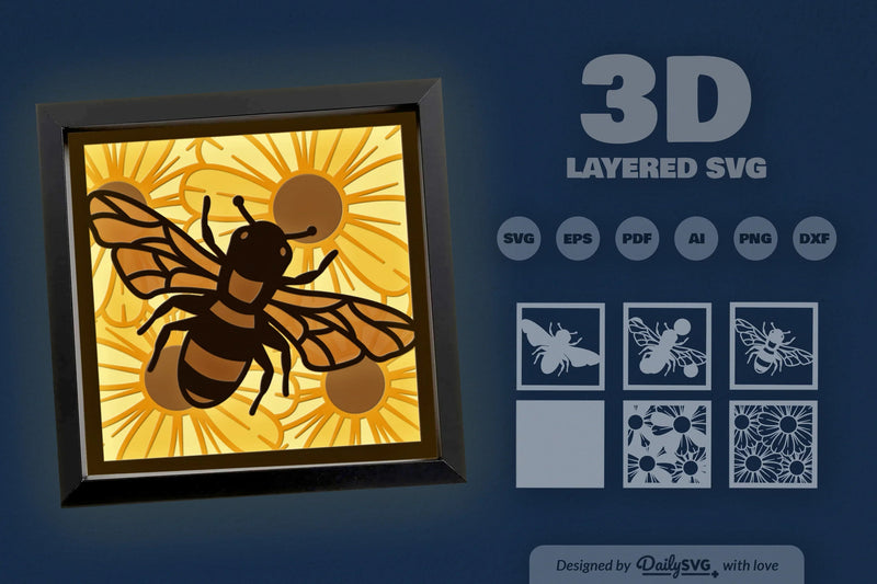 3D Bee and Flower Garden Papercut SVG Bundle - CraftNest - Digital Crafting and Art