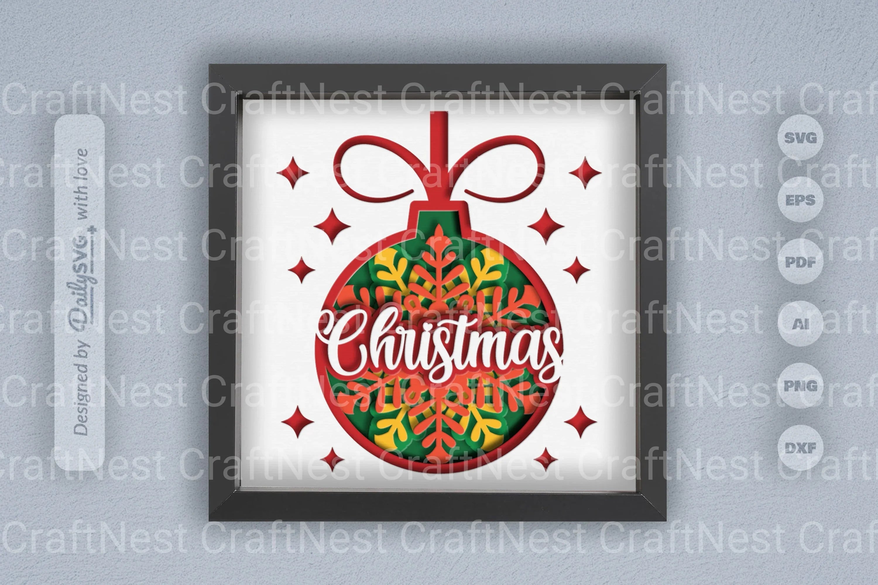 3D Christmas Bauble Ornament Papercut SVG Bundle