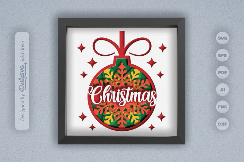 3D Christmas Bauble Ornament Papercut SVG Bundle - CraftNest - Digital Crafting and Art