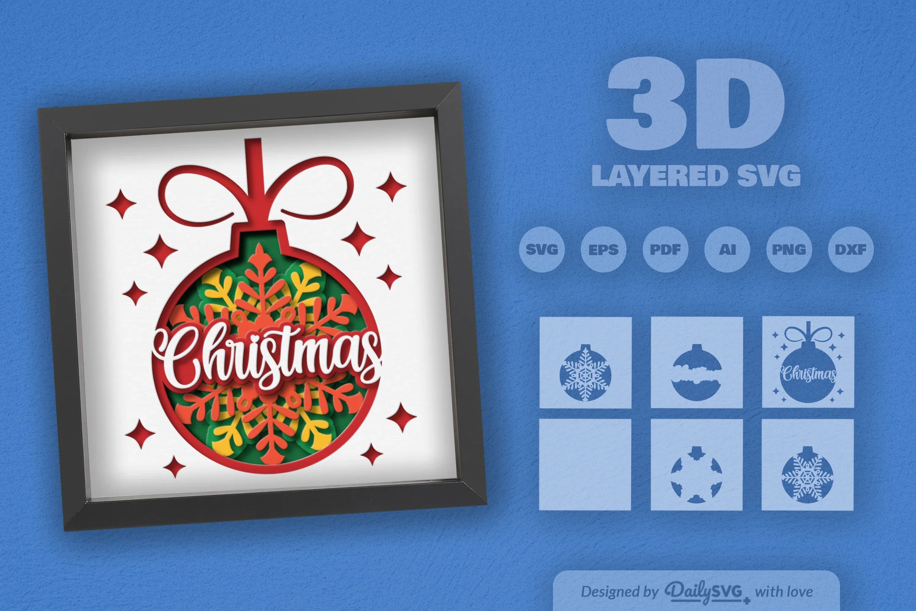 3D Christmas Bauble Ornament Papercut SVG Bundle - CraftNest - Digital Crafting and Art