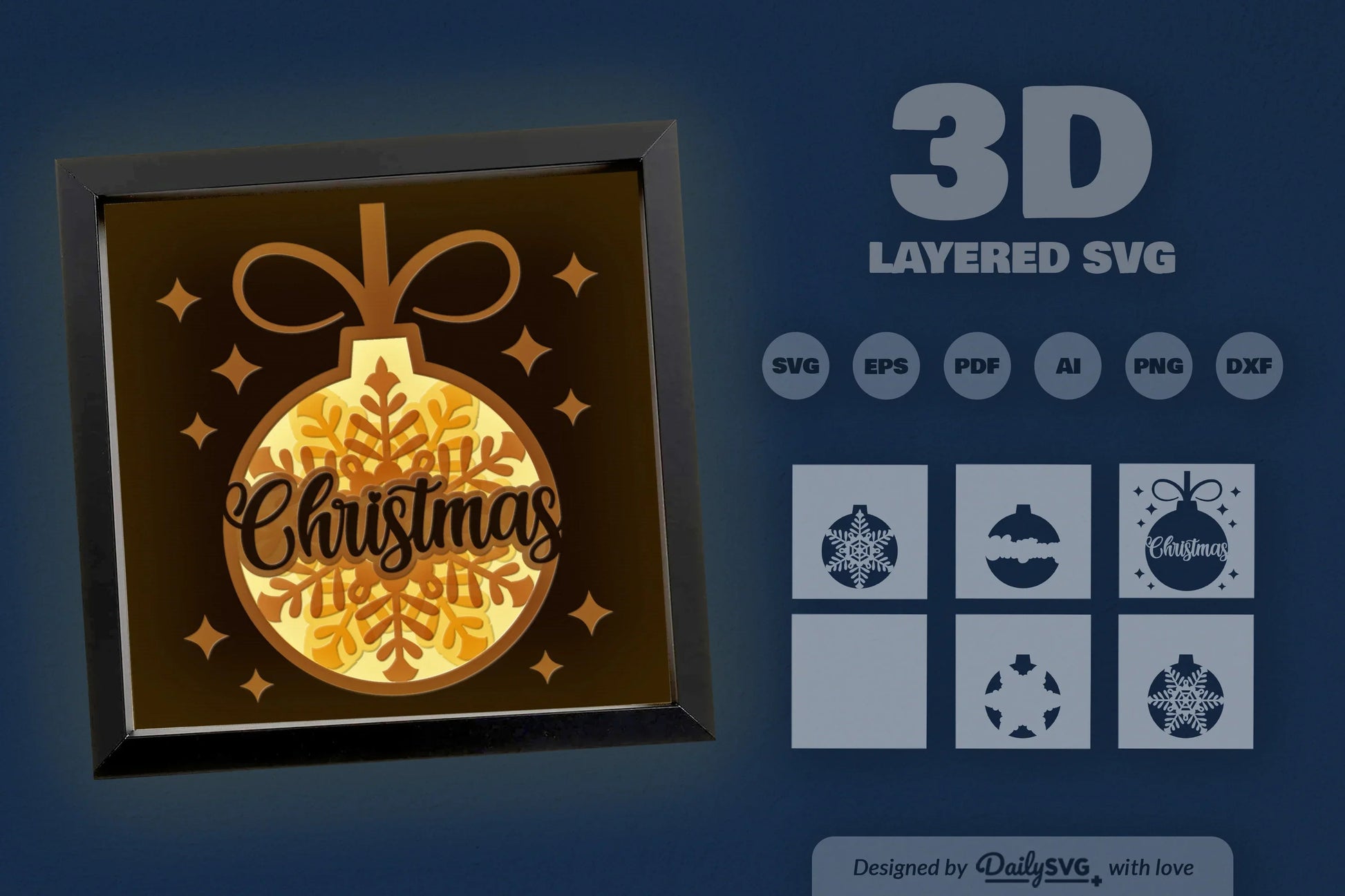 3D Christmas Bauble Ornament Papercut SVG Bundle - CraftNest - Digital Crafting and Art