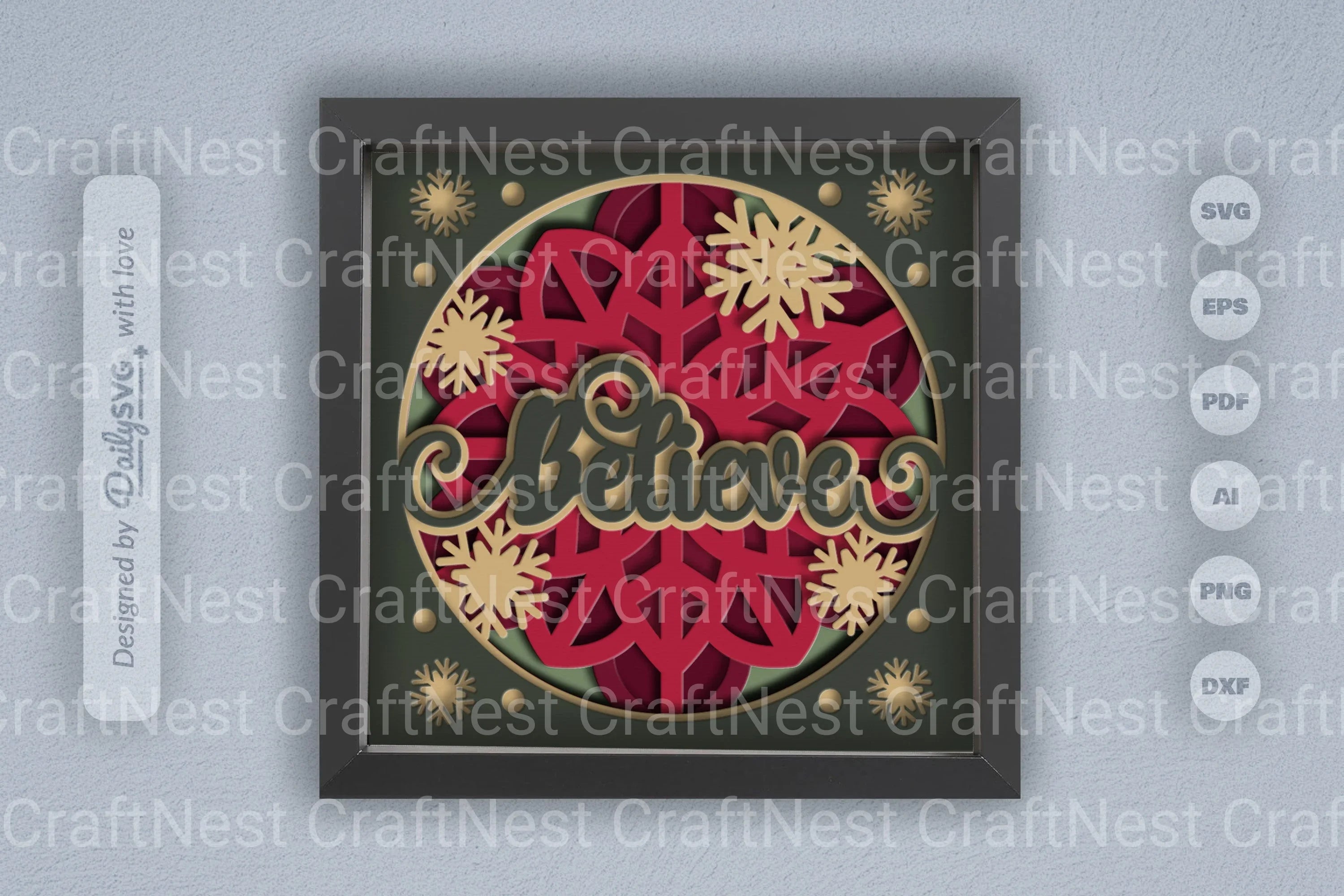 3D Christmas Believe Papercut SVG Bundle