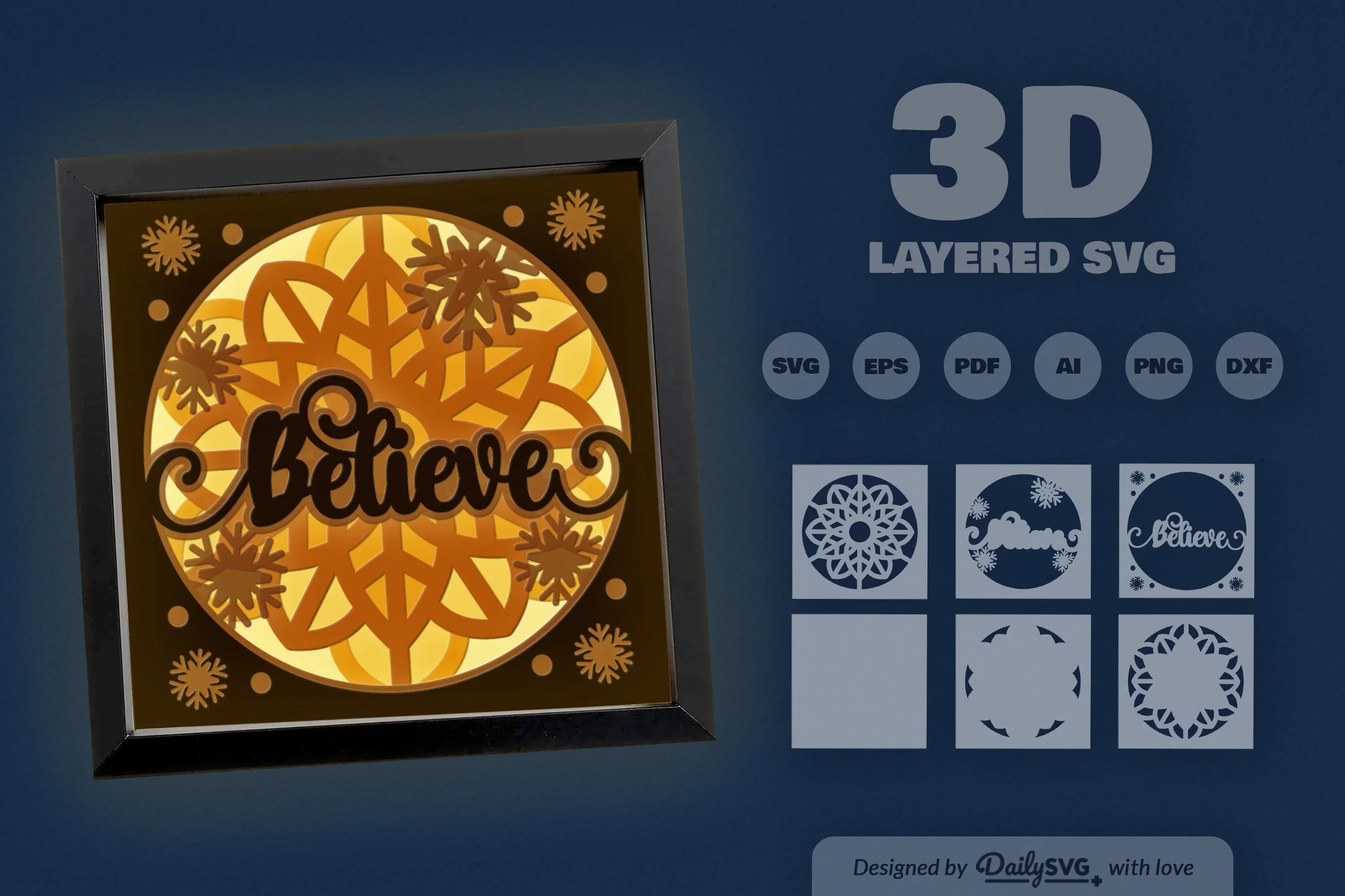 3D Christmas Believe Papercut SVG Bundle - CraftNest - Digital Crafting and Art